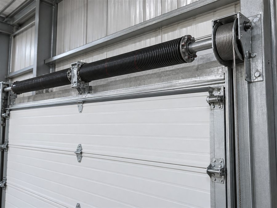 Commercial door torsion spring and cable drum assembly